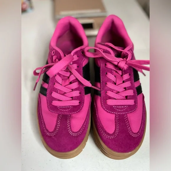 LUCKY STEP Women's Platform Sneakers Gum Sole Pink Retro Comfy Chunky US 7 - Picture 2 of 8